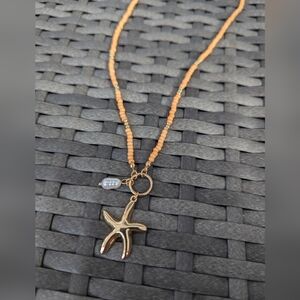New! Gold Starfish Beaded Necklace